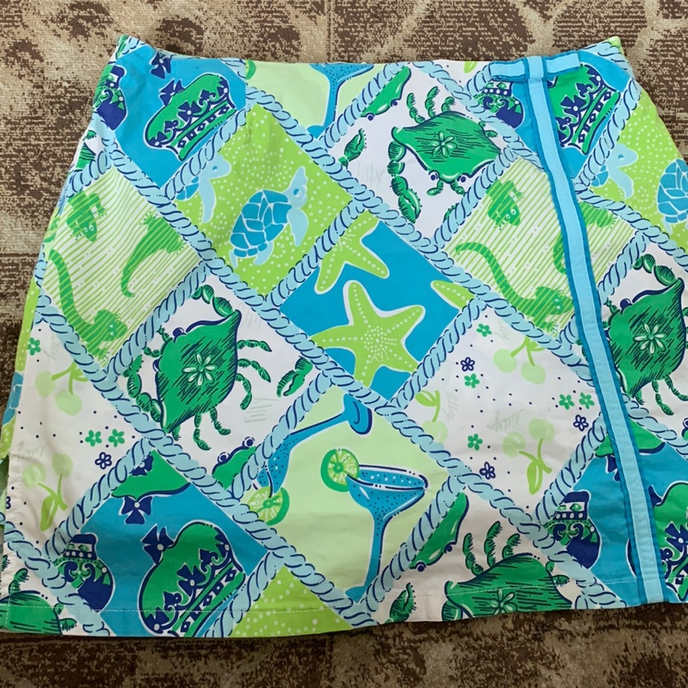 Lilly Pulitzer Blue, Green & White Sea Life Skort